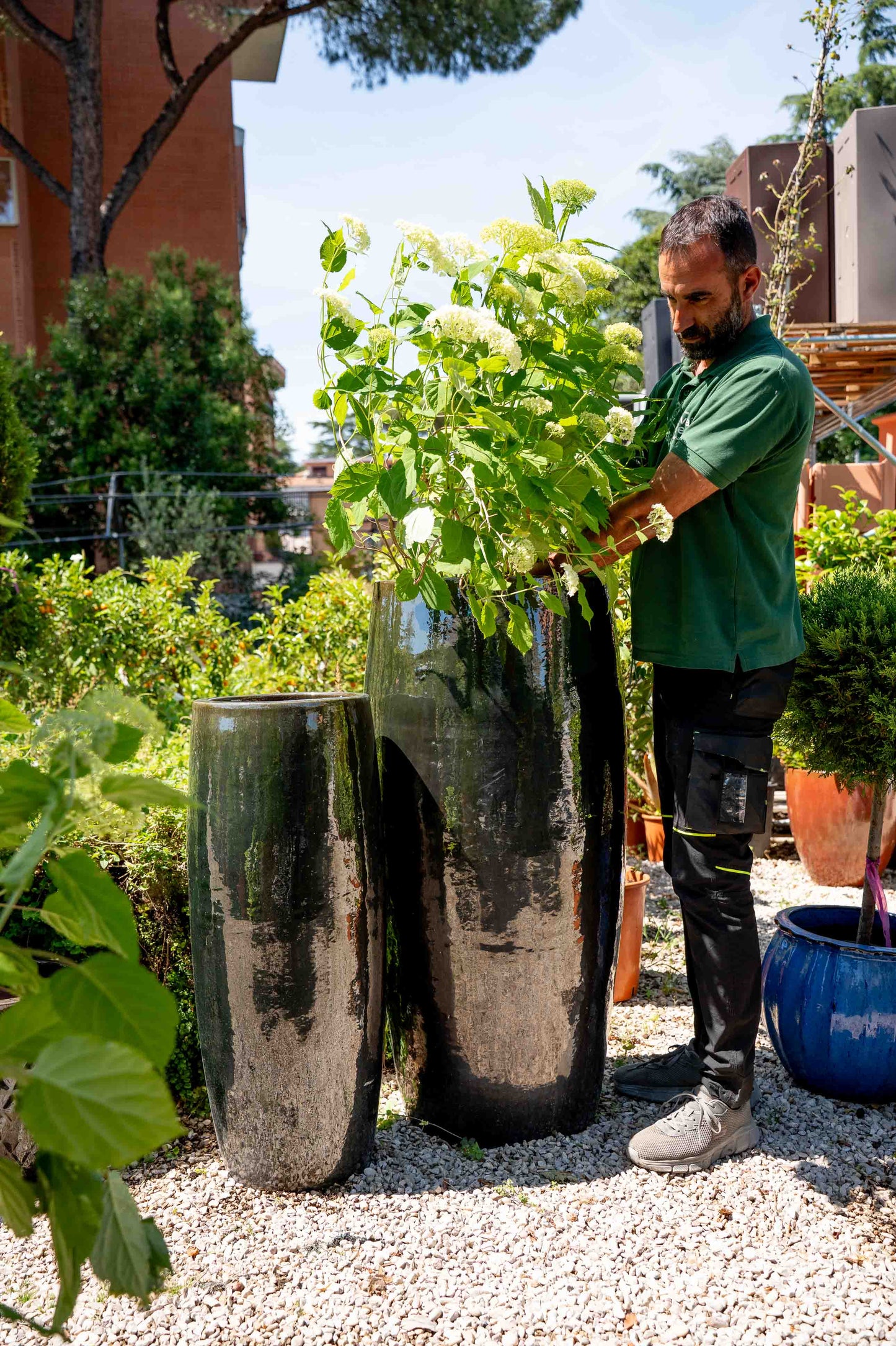 Vaso Smaltato in Terracotta Verde Scuro