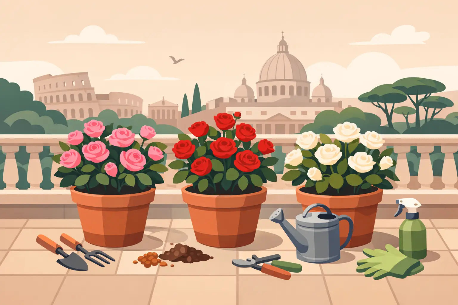 Guida cura rose in vaso a Roma