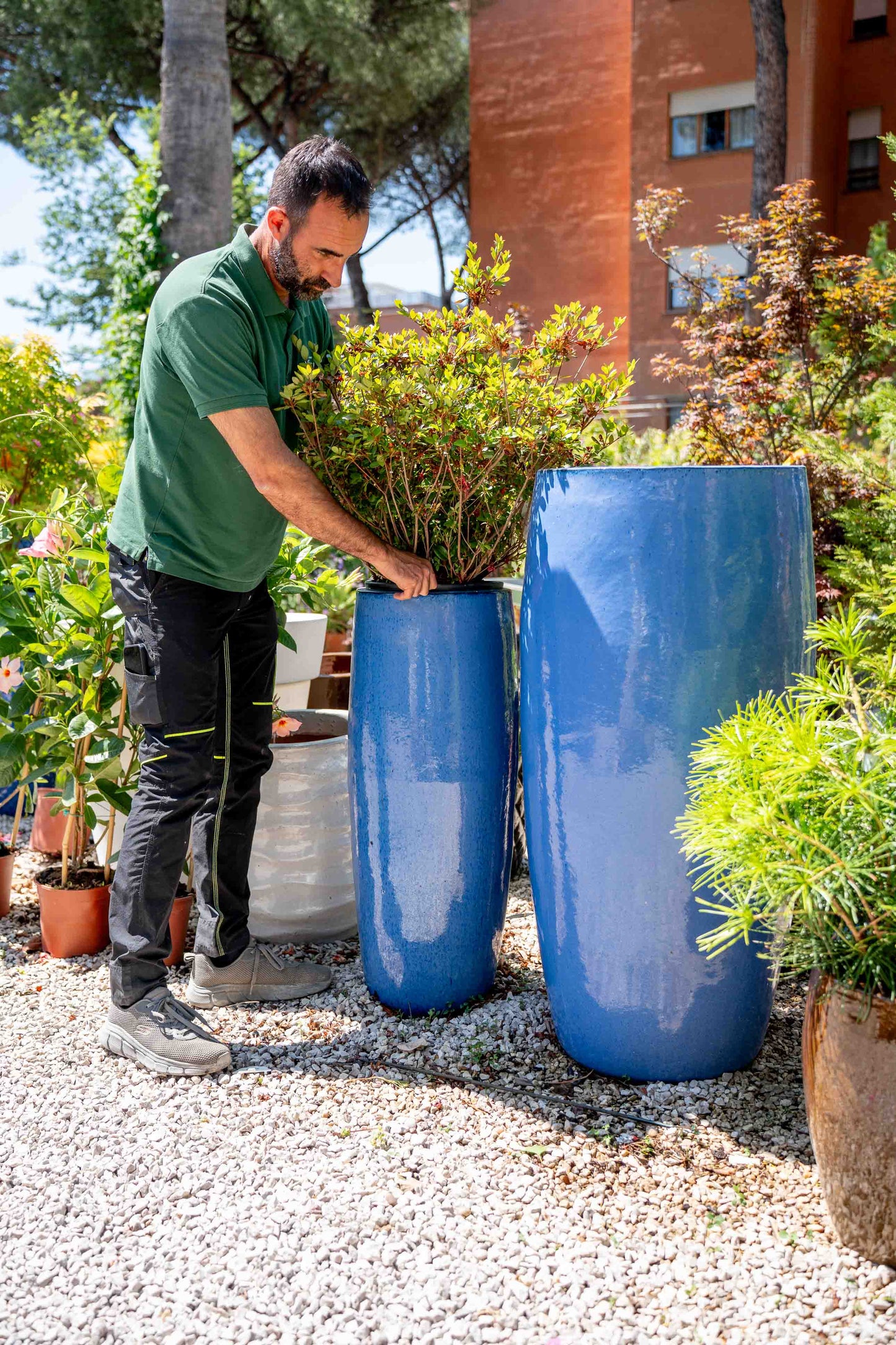 Vaso Smaltato in Terracotta Blu/Celeste