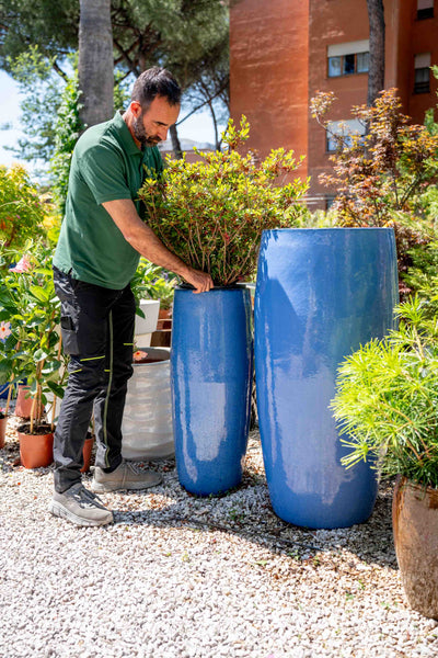 Vaso Smaltato in Terracotta Blu/Celeste