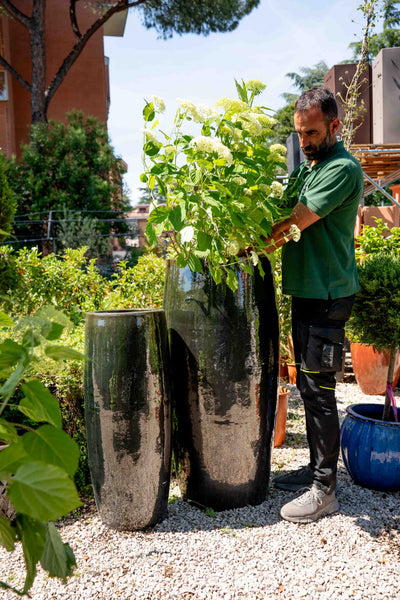 Vaso Smaltato in Terracotta Verde Scuro