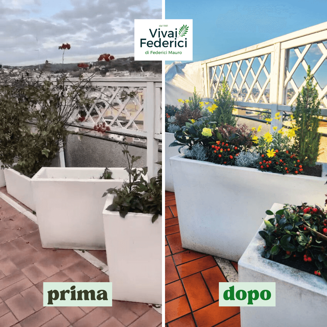 Prima e dopo la progettazione di un terrazzo a Roma